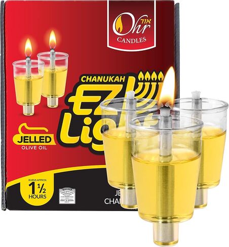 Ohr Candles E-Z Light 44 شموع شانوكا بزيت الزيتون الهلامي بزيت الزيتون المعبأ مسبقًا (1.5 ساعة) in Kuwait