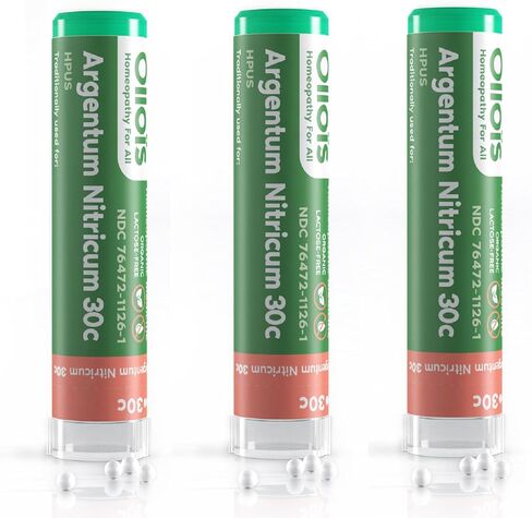 OLLOIS Argentum Nitricum 30c عضوي، خالي من اللاكتوز، طب المثلية موافق للشريعة اليهودية، 80 حبة (عبوة من 3) in Kuwait