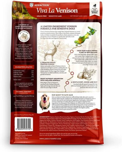 Addiction Viva La Venison Entrée Dog - طعام جاف - تركيبة بروتين ممتازة للكلاب - صُنعت في نيوزيلندا - العناية بالبشرة والمعطف - طعام الكلاب للكلاب البالغة والجراء - 33 رطلاً in Kuwait