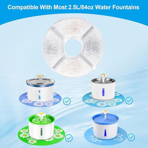 مرشحات بديلة لنافورة مياه القطط من أون بتس لأعلى، مربع 2.5 لتر، نافورة الحيوانات الأليفة الآلية 3 نظام ترشيح للحيوانات الأليفة، 8 عبوات و4 إسفنجات مسبقة الفلتر in Kuwait