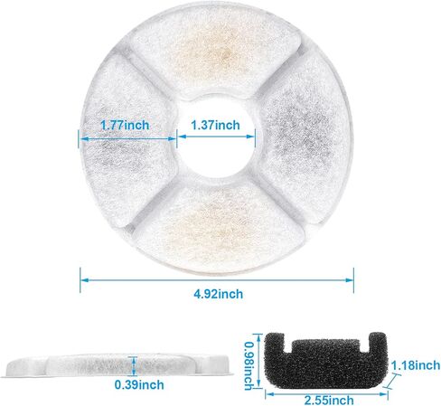مرشحات بديلة لنافورة مياه القطط من أون بتس لأعلى، مربع 2.5 لتر، نافورة الحيوانات الأليفة الآلية 3 نظام ترشيح للحيوانات الأليفة، 8 عبوات و4 إسفنجات مسبقة الفلتر in Kuwait