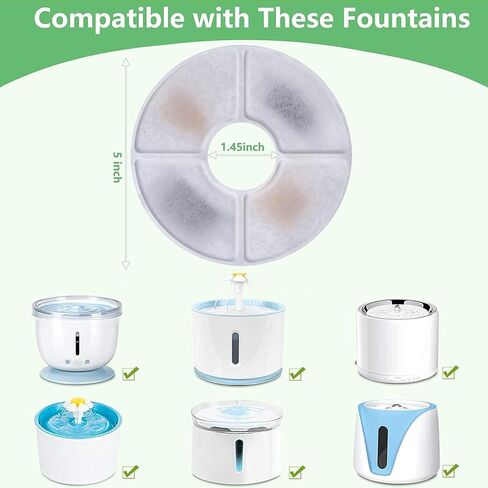 مرشحات بديلة لنافورة مياه القطط من أون بتس لأعلى، مربع 2.5 لتر، نافورة الحيوانات الأليفة الآلية 3 نظام ترشيح للحيوانات الأليفة، 8 عبوات و4 إسفنجات مسبقة الفلتر in Kuwait