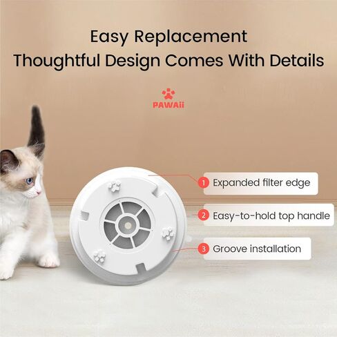 Pawaii FunFlow Cat Water Fountain, 68oz/2L Automatic Pet Water Fountain, Self Cleaning Ultra Quiet Water Fountain for Cats Inside and Small Dogs in Kuwait