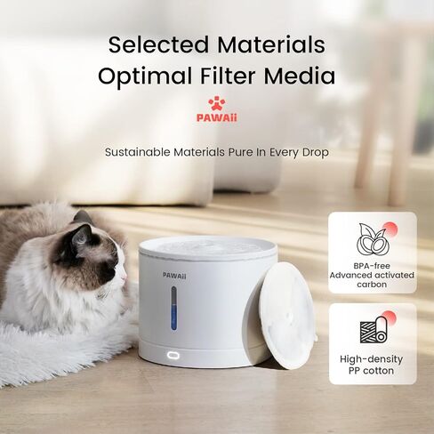 Pawaii FunFlow Cat Water Fountain, 68oz/2L Automatic Pet Water Fountain, Self Cleaning Ultra Quiet Water Fountain for Cats Inside and Small Dogs in Kuwait