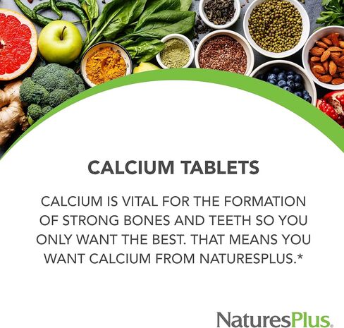 NaturesPlus Calcium - 600 mg, 90 Vegetarian Tablets - Essential Mineral Supplement, Supports Healthy Bones & Teeth, Promotes Energy Production - Gluten-Free - 90 Servings in Saudi Arabia