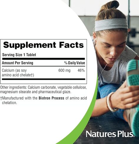 NaturesPlus Calcium - 600 mg, 90 Vegetarian Tablets - Essential Mineral Supplement, Supports Healthy Bones & Teeth, Promotes Energy Production - Gluten-Free - 90 Servings in Saudi Arabia