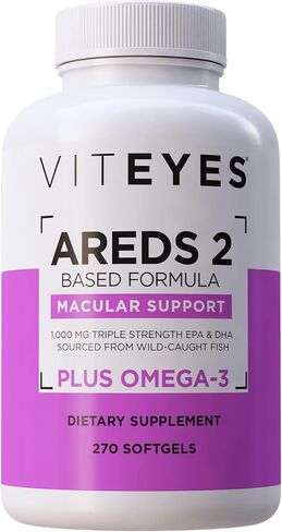 Viteyes AREDS 2 + Omega-3 Macular Health Formula Softgels, Triple strength Omega-3 (650 mg EPA, 350 mg DHA), Eye Health Vitamin for Vision Protection, 90 Softgels in Kuwait