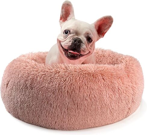 Small Dog Bed Girl Luxury Puppy Bed 23 Inches Fluffy Faux Fur, Self Warming Doggie Bed Calming Small Comfort Dogs Bed Washable… in Kuwait