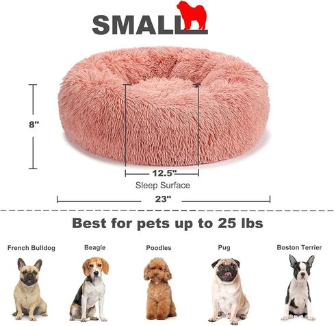 Small Dog Bed Girl Luxury Puppy Bed 23 Inches Fluffy Faux Fur, Self Warming Doggie Bed Calming Small Comfort Dogs Bed Washable… in Kuwait