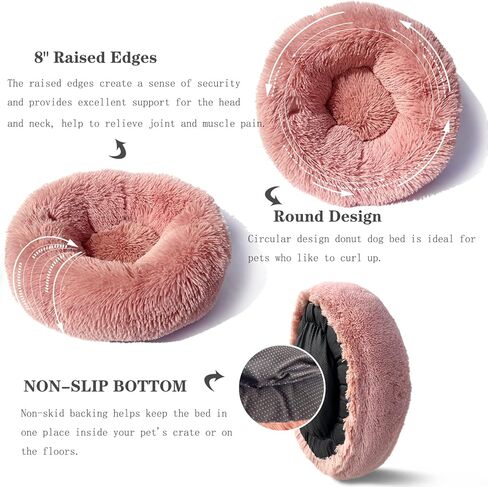 Small Dog Bed Girl Luxury Puppy Bed 23 Inches Fluffy Faux Fur, Self Warming Doggie Bed Calming Small Comfort Dogs Bed Washable… in Kuwait