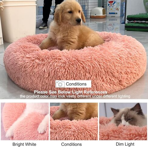 Small Dog Bed Girl Luxury Puppy Bed 23 Inches Fluffy Faux Fur, Self Warming Doggie Bed Calming Small Comfort Dogs Bed Washable… in Kuwait