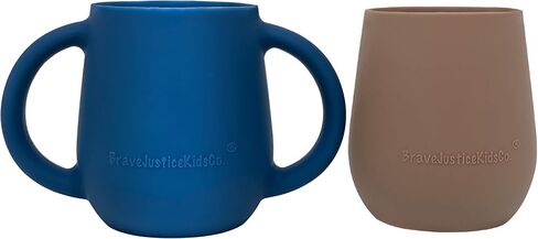 | Teenie Tiny™ Silicone Developmental Baby-Led Weaning Drinking Cups (2 pack) (Warm Taupe and Blue Fusion) in Saudi Arabia