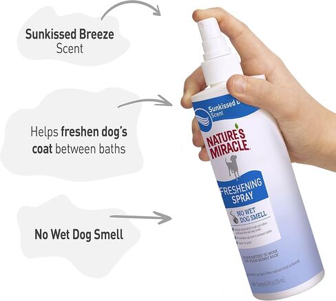 Nature's Miracle Freshening Spray For Dogs Freshens Dog’s Coat Between Baths And Neutralizes Tough Odors With Sunkissed Breeze Scent, 8 Ounces in Saudi Arabia