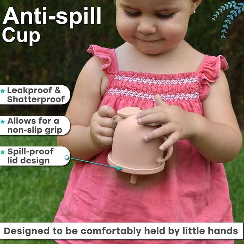 ABIDIA - Silicone Baby Training Cup with Straw Spill Proof Silicone Baby Cups With Lids Cup with Straw for Toddler Baby Cup with Straw 6-12 months (Dusty Rose) in Saudi Arabia