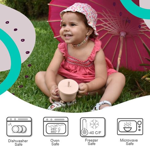 ABIDIA - Silicone Baby Training Cup with Straw Spill Proof Silicone Baby Cups With Lids Cup with Straw for Toddler Baby Cup with Straw 6-12 months (Dusty Rose) in Saudi Arabia