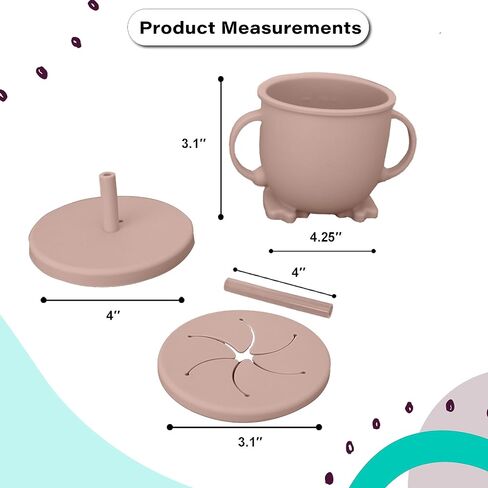 ABIDIA - Silicone Baby Training Cup with Straw Spill Proof Silicone Baby Cups With Lids Cup with Straw for Toddler Baby Cup with Straw 6-12 months (Dusty Rose) in Saudi Arabia