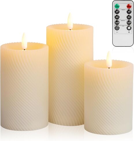 LED Pillar Candle Small - 4 inches Flickering Flameless Candles with Remote, Real Wax Battery Operated Candles with Timer, Ivory Fake Candles for Wedding/Party/Christmas Decor, Set of 6 in Saudi Arabia