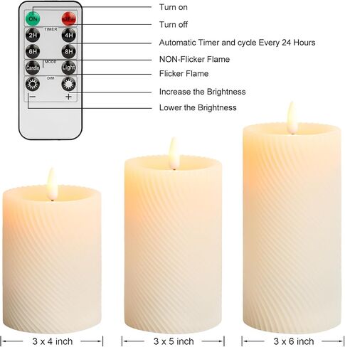 LED Pillar Candle Small - 4 inches Flickering Flameless Candles with Remote, Real Wax Battery Operated Candles with Timer, Ivory Fake Candles for Wedding/Party/Christmas Decor, Set of 6 in Saudi Arabia