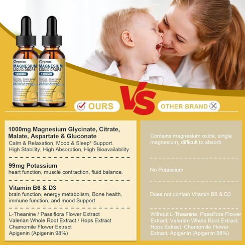 (عبوتان) قطرات مغنيسيوم سائلة 14 في 1 - مكمل مركب المغنيسيوم مع جليسينات المغنيسيوم 500 مجم، سيترات، مالات، أسبارتات، غلوكونات - بوتاسيوم، إل-ثيانين - للإجهاد والعضلات والأعصاب والنوم in Kuwait