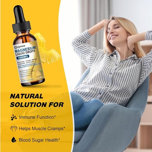 (عبوتان) قطرات مغنيسيوم سائلة 14 في 1 - مكمل مركب المغنيسيوم مع جليسينات المغنيسيوم 500 مجم، سيترات، مالات، أسبارتات، غلوكونات - بوتاسيوم، إل-ثيانين - للإجهاد والعضلات والأعصاب والنوم in Kuwait
