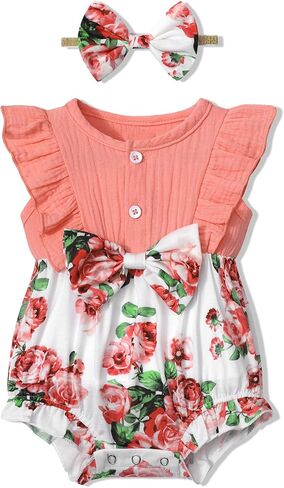 ملابس صيفية للفتيات الصغيرات من Oranchids بدون أكمام رومبير فقاعات لطيف لحديثي الولادة ملابس بوهو للفتيات الصغيرات in Kuwait