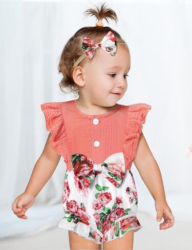 ملابس صيفية للفتيات الصغيرات من Oranchids بدون أكمام رومبير فقاعات لطيف لحديثي الولادة ملابس بوهو للفتيات الصغيرات in Kuwait