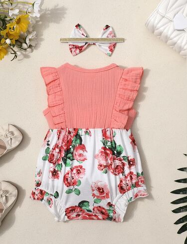 ملابس صيفية للفتيات الصغيرات من Oranchids بدون أكمام رومبير فقاعات لطيف لحديثي الولادة ملابس بوهو للفتيات الصغيرات in Kuwait