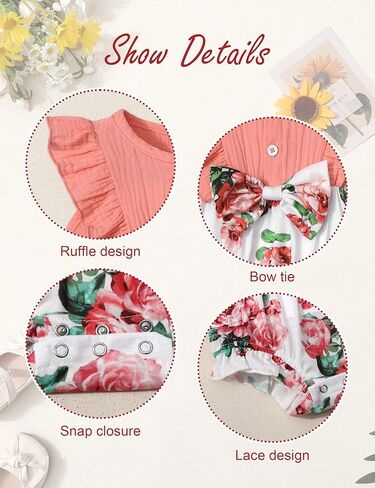 ملابس صيفية للفتيات الصغيرات من Oranchids بدون أكمام رومبير فقاعات لطيف لحديثي الولادة ملابس بوهو للفتيات الصغيرات in Kuwait