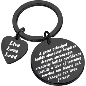 MYOSPARK Principal Keychain A Great Principal Builds Character Inspires School Principal Jewelry Retirement Thank You Gift
