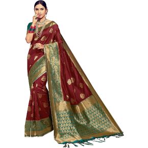 Elina fashion Sarees For Women Banarasi Art Silk Woven Saree l Indian Ethnic Wedding Gift Sari with Unstitched Blouse