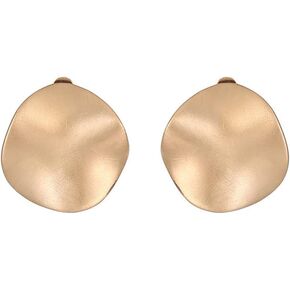 Vintage Round Button Clip On Earrings Non Pierced Earrings Gold Silver Clip Earrings Big Hammered Disc Clip Earrings Hammered Dome Half Hoop Clip On Earrings Jewelry for Women Girls in Kuwait