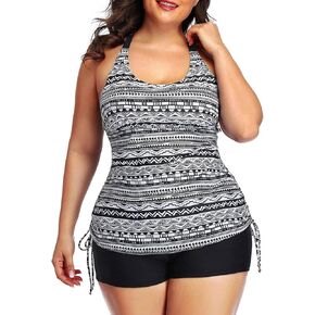 Yonique Women Plus Size Tankini with Shorts Two Piece Bathing Suits Athletic Swimsuits Tummy Control Swimwear in Kuwait