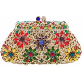 Boutique De FGG Women Crown Minaudiere Evening Bags Flower Crystal Clutch Purses Wedding Clutch