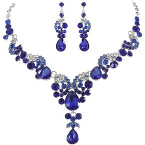 Unicra Bride Wedding Jewelry Sets Crystal Bridal Necklace Earrings Set Rhinestone Choker Necklace Prom Costume Jewelry for Women and Girls