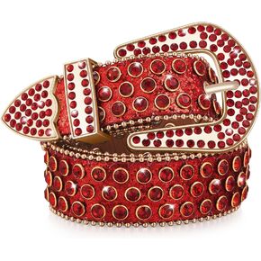 Rhinestone Western Belt Bling Studded belts for Women Cowgirl Cowboy Leather Diamond Belt Vintage Waist Belt for Jeans Dress