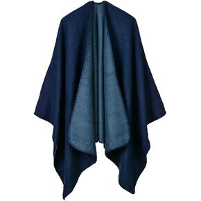 Hycurey Women Winter Knitted Faux Cashmere Poncho Capes Plus Size Shawl Cardigans Sweater Coat in Saudi Arabia