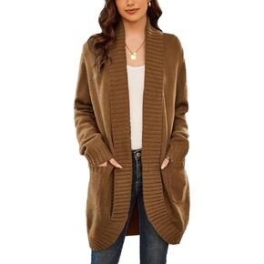 GRACE KARIN Women's 2023 Fall Long Sleeve Chunky Knit Cardigan Draped Open Front Cocoon Sweaters Coat with Pockets in Saudi Arabia