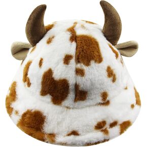 JUMISEE Women Girls Leopard Print Faux Fur Bucket Hat Fuzzy Warm Winter Hat Fisherman Cap