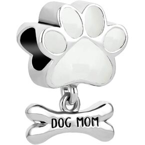 CharmSStory Stainless Steel Dog Mom Charm Pet Paw Print Beads For Bracelets