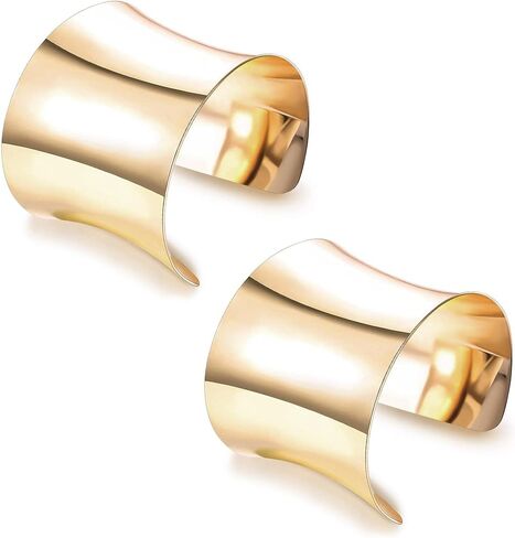 RIOSO 2 Pcs Cuff Bangle Bracelet for Women Open Wide Wire Bracelets Adjustable Gold Wrist Cuff Wrap Bracelet in Kuwait
