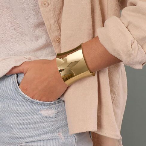 RIOSO 2 Pcs Cuff Bangle Bracelet for Women Open Wide Wire Bracelets Adjustable Gold Wrist Cuff Wrap Bracelet in Kuwait