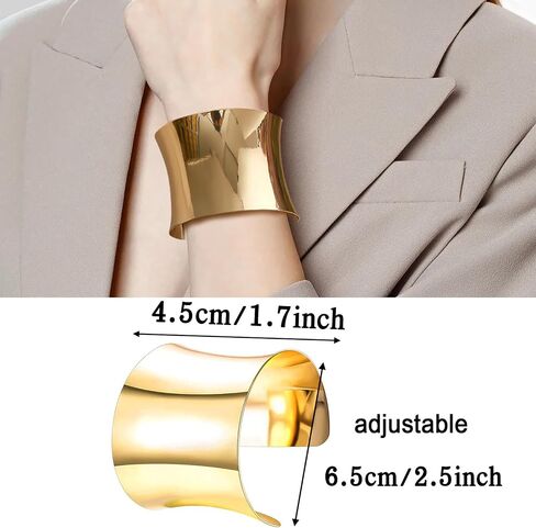 RIOSO 2 Pcs Cuff Bangle Bracelet for Women Open Wide Wire Bracelets Adjustable Gold Wrist Cuff Wrap Bracelet in Kuwait