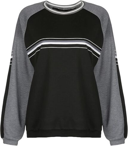 Y2K سترات فضفاضة عتيقة كم طويل رقبة مستديرة مخططة مطبوعة 90s بلوفرات جمالية ملابس الشارع الشهير ربيع الخريف in Kuwait