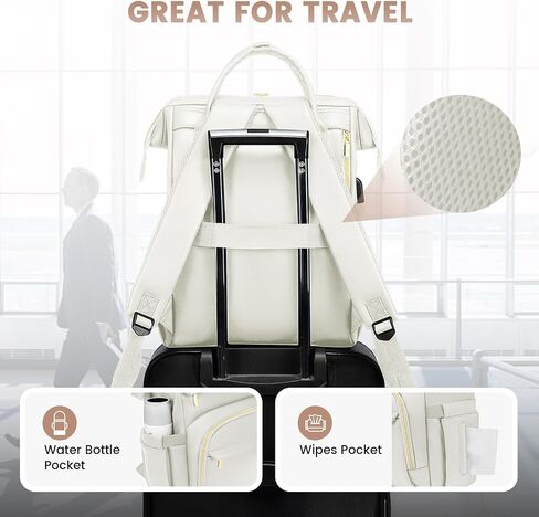 LOVEVOOK Leather Laptop Backpack for Women 17 inch,Travel Backpack Purse Nurse Teacher Backpack Computer Laptop Bag,Professional College Business Work Bags Carry On Backpack with USB Port,Brown in Kuwait