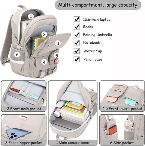 Makukke School Backpacks for Teen Girls - Laptop Backpacks 15.6 Inch College Cute Bookbag Anti Theft Women Casual Daypack in Kuwait