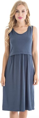 Bearsland Women's Sleeveless Maternity Dress Nursing Breastfeeding Dresses with Pockets in Kuwait