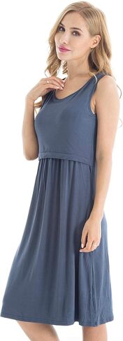 Bearsland Women's Sleeveless Maternity Dress Nursing Breastfeeding Dresses with Pockets in Kuwait