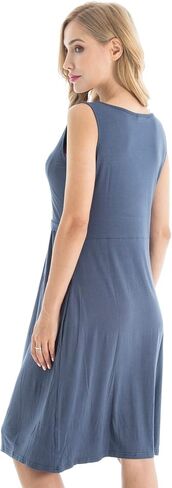 Bearsland Women's Sleeveless Maternity Dress Nursing Breastfeeding Dresses with Pockets in Kuwait