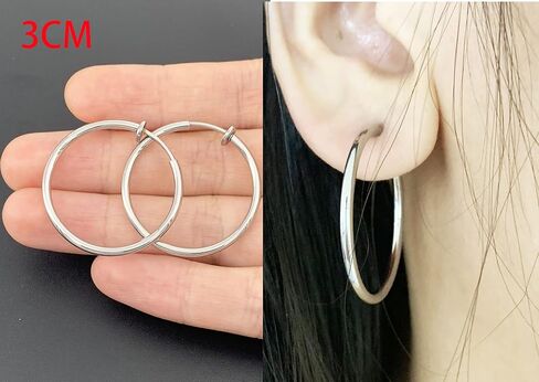 HAISWET Stainless Steel Big Clip On Spring Hoop Earrings 3 Pcs Jewelry Set Gunmetal Tone in Kuwait