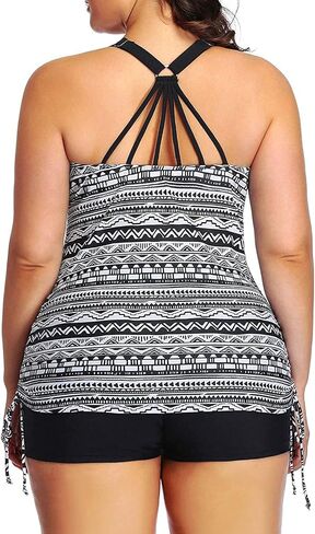 Yonique Women Plus Size Tankini with Shorts Two Piece Bathing Suits Athletic Swimsuits Tummy Control Swimwear in Kuwait